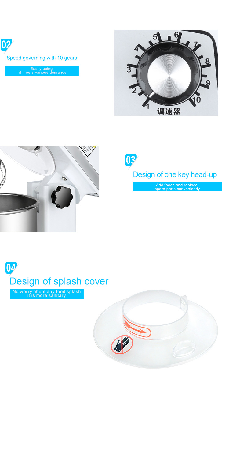 Adjustable Speed 7L Table Top Electric Milk Power Mixer with Stainless Steel Housing