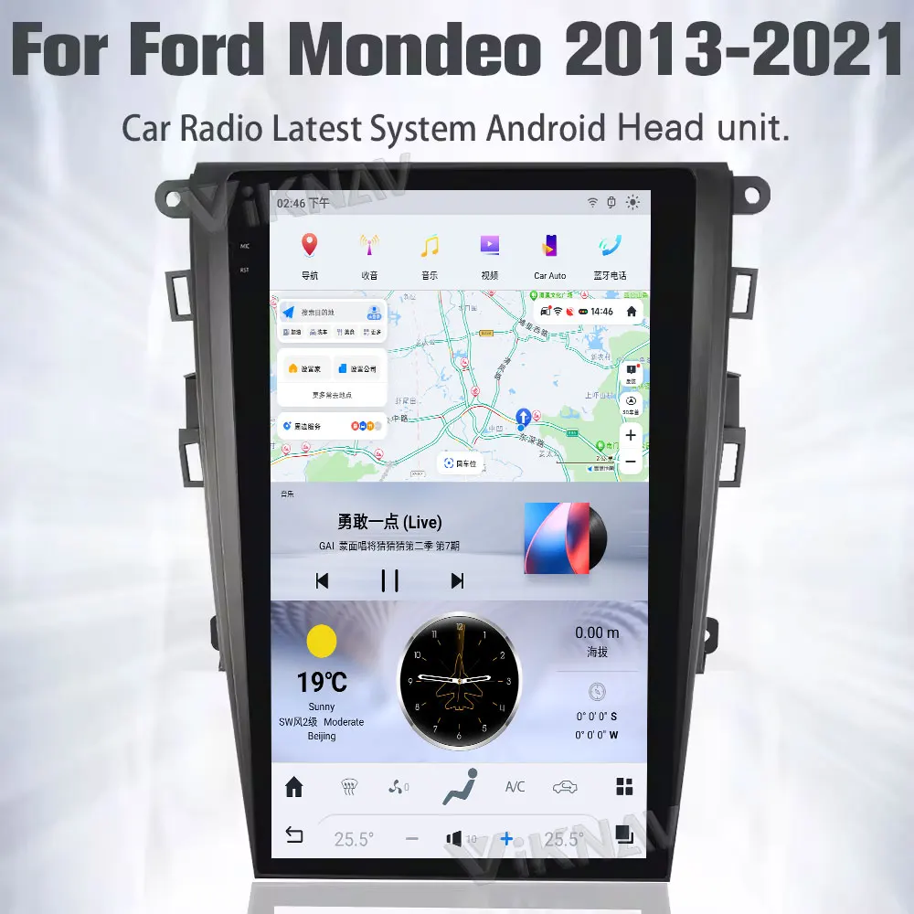 13.6 Inch Android Auto Car Radio For Ford Mondeo 2013-2021 Multimedia Player GPS Navigation Head Unit Wireless Carplay