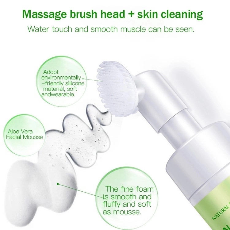 OEM / ODM Facial Cleanser Foam Exfoliating Cleansing Mousse Pore Moisture Skin Care Washing Mousse Cleanser with Brush