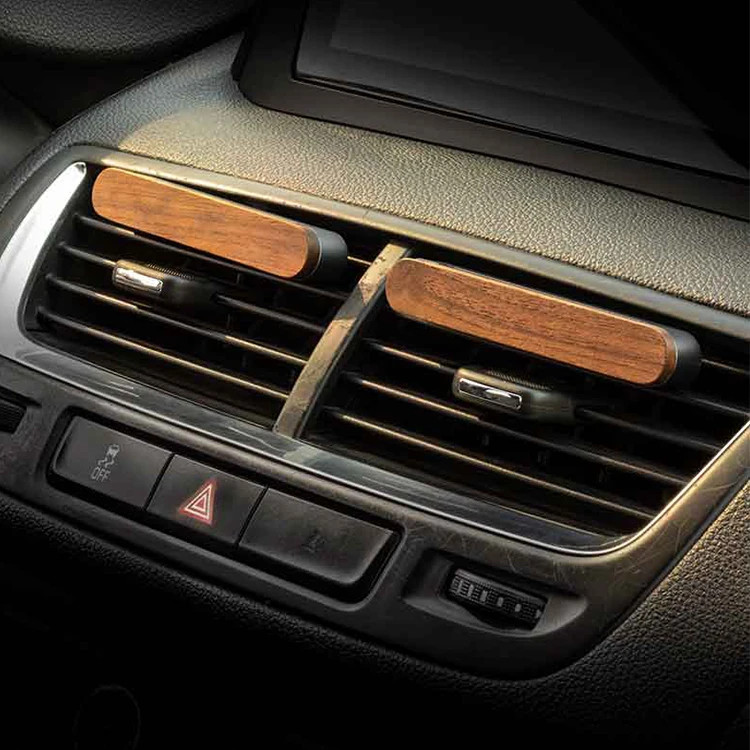 Custom Logo Car Aroma Diffuser Lasting Fragrance Natural Wood Car Vent Air Freshener