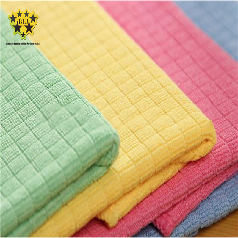 Antibacterial Towel Microfiber Cleaning Cloth Colourful Weft Grid 310gsm