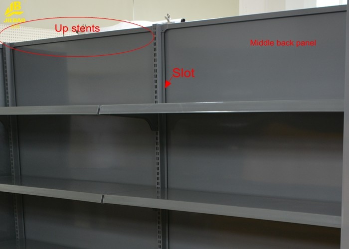 Heavy Duty Supermarket Shelving Base Foot With Adjusting Screw 1.8M High Dark Gray