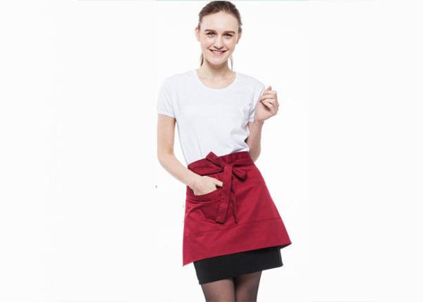 Buy cheap Waterproof Anti - Stain Short Red Apron Cotton And Polyester Fabrics Fashion Wild from wholesalers