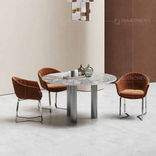 Buy cheap 20mm Thick Sintered Stone Dining Table 180cm Silver Stainless Steel from wholesalers