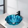 Buy cheap Round Tempered Glass Basin Bowl Green Bathroom 150mm Countertop Flower Shape from wholesalers