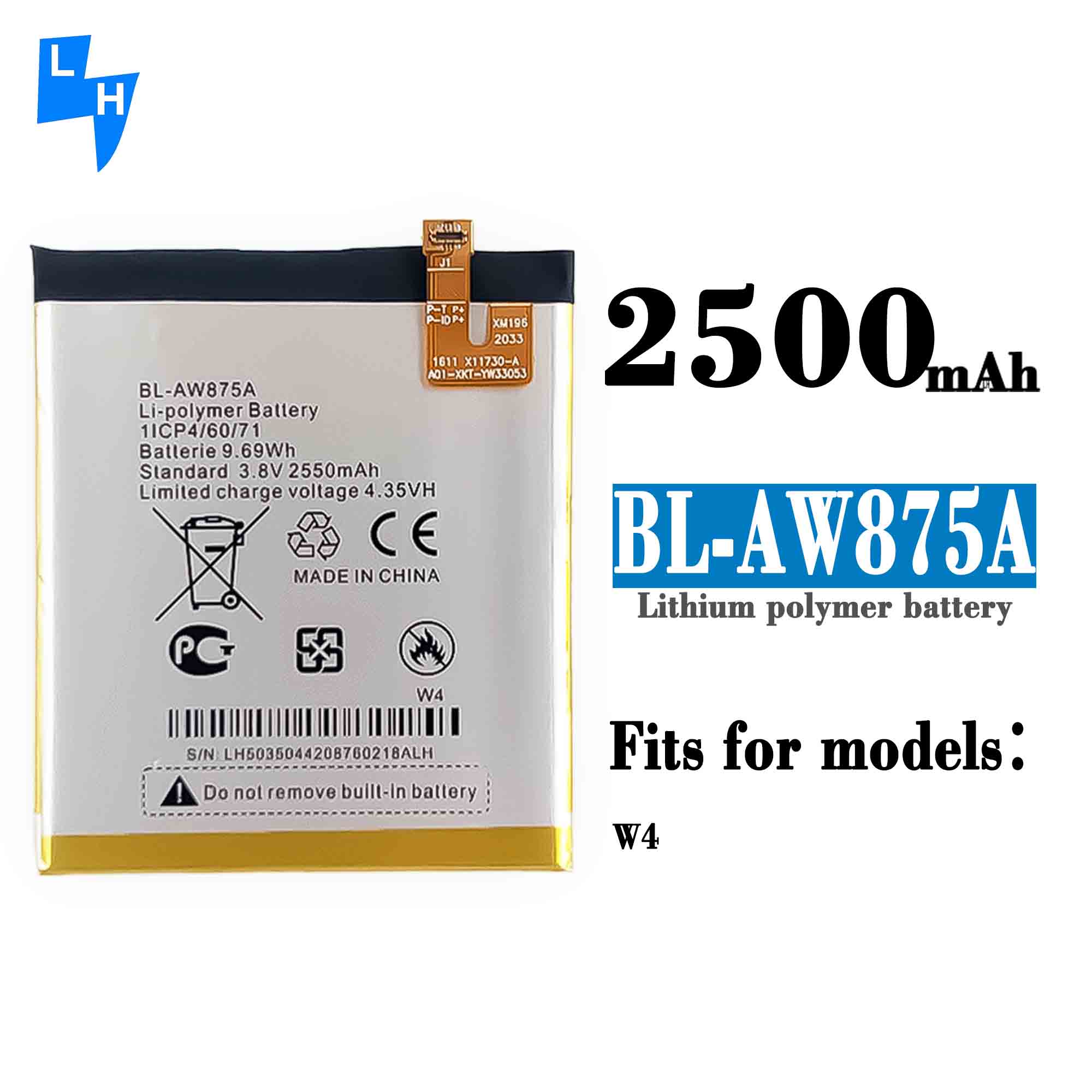 White BL-AW875A Polymer Lithium Battery for Tecno W4 2630mAh 4.35V Mobile Phone Stock