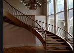 Wood Treada Arc Building Curved Stairs Carbon Steel Stringer Painting Finish