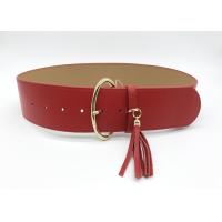 Buy cheap Red Color Women's Genuine Leather High Waist Fashion Belts With Oval Metal product