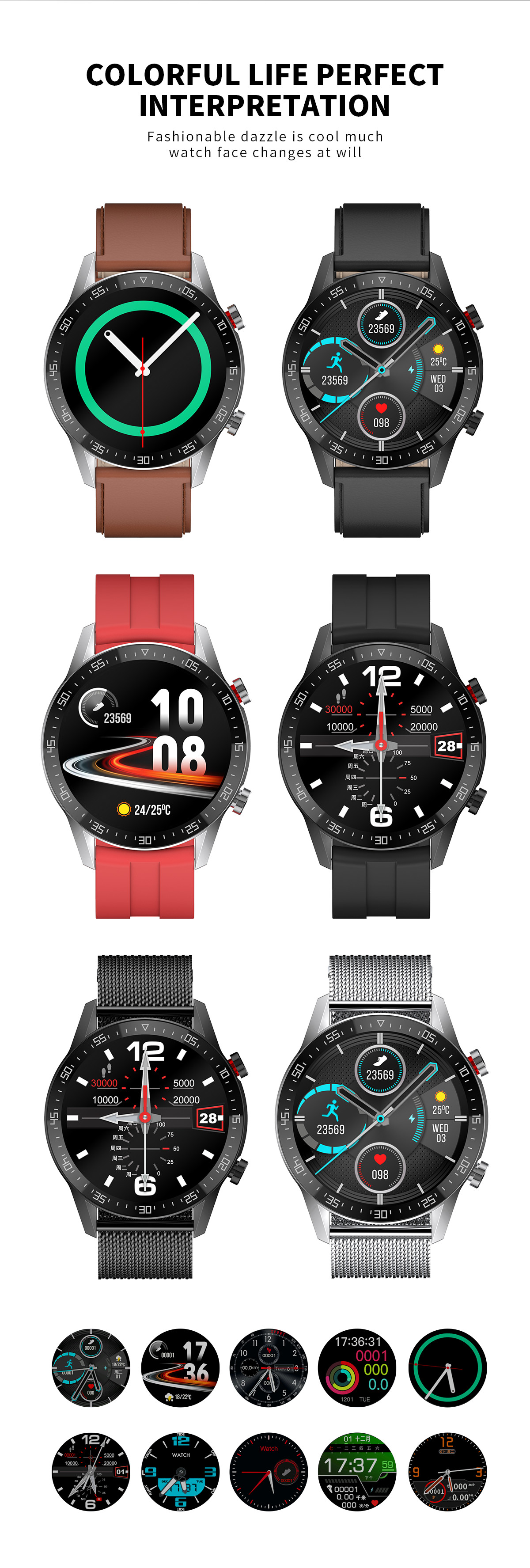 L13 SK7 1.3inch Screen BTE Call Smartwatch Ip68 Waterproof