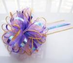 Plastic Star Pom Pom Ribbon Bow For Holiday Decoration / Glitter Present Bows
