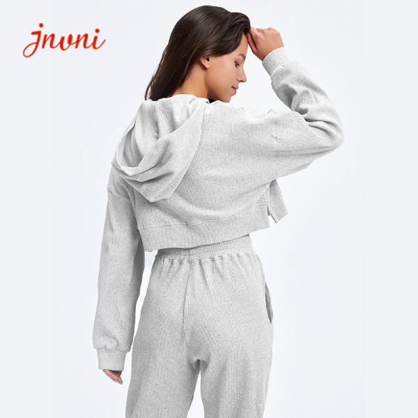 Buy cheap Long Sleeve Top And Leggings Women Workout Hoodies With Pocket Two Piece Outfits from wholesalers