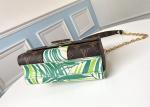 M5028Silk-Screen Luxury Chain Bag Genunie Leather And Carvas Luxury Chain Bag