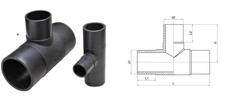 SDR11 SDR17 SDR17.6 PE Spigot Reducer Tee Polyethylene Pipe Fittings
