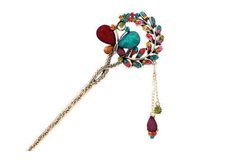 Buy cheap Imitation Love retro rhinestone butterfly pin hairpin hairpin step shake hair fork palace from wholesalers