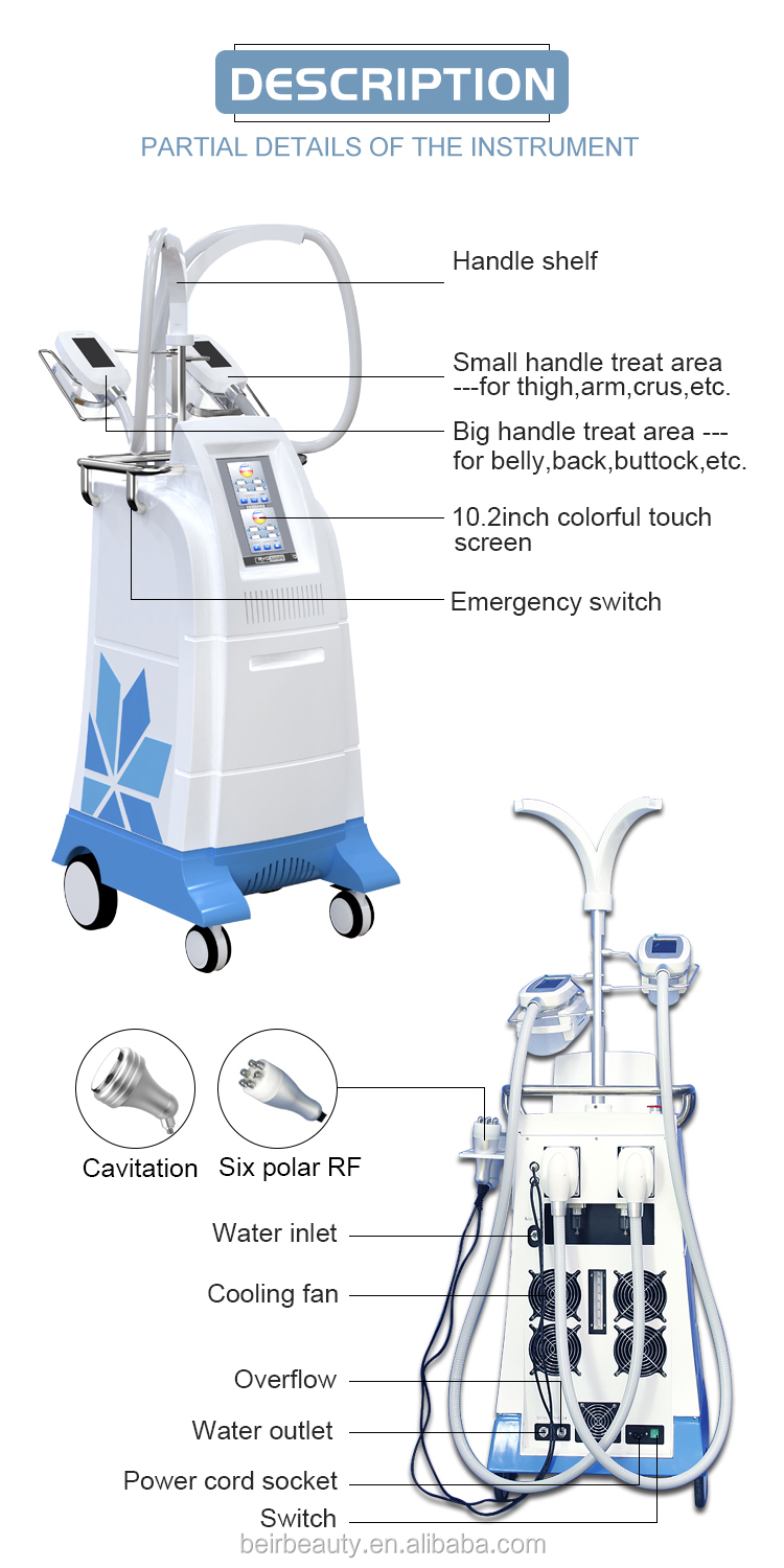 Multifunctional Vacuum Cavitation System With 4 Cryo Handles RF Fat Burning Machine