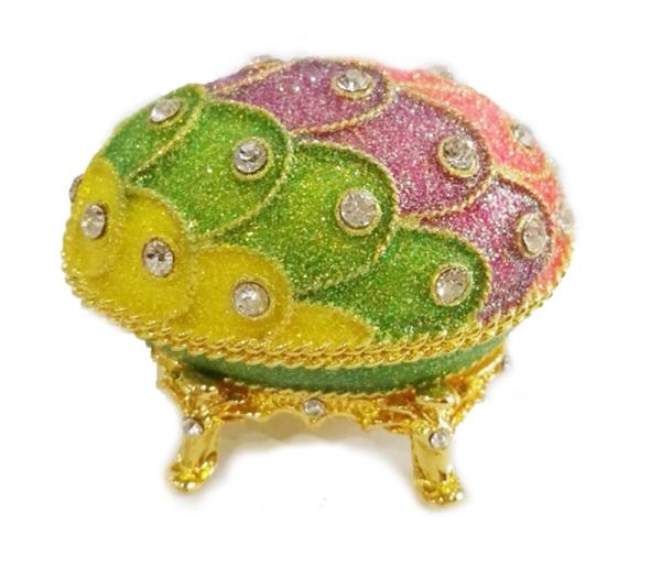 Crystal Easter Faberge Egg Jewelry Box Earrings Russian Trinkets Case Easter