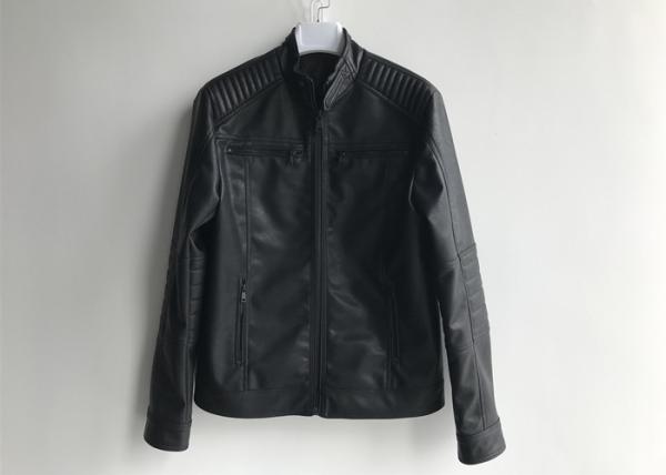 Buy cheap Solid Color Mens PU Jacket , Casual Style Fashion Pu Faux Leather Jacket Coat from wholesalers