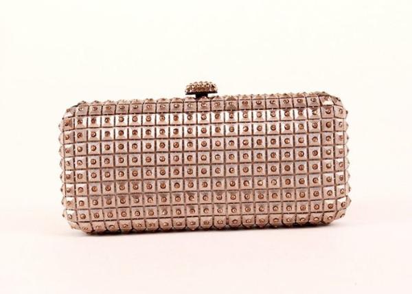 Buy cheap Pink Colored Glitter Clutch Purse , Box Shaped Metal Sequin Sparkly Evening Bags from wholesalers