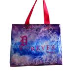 Custom Printed Non Woven Carry Bag Shining Coated Pink Handle For Shopping