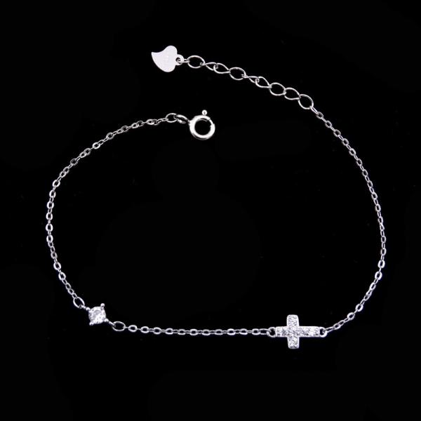 Buy cheap AAA 925 Silver Cubic Zirconia Bracelet Element Korean Fashion Design For Girls from wholesalers