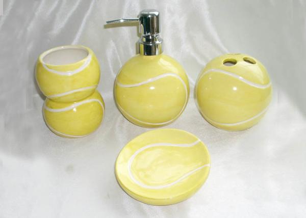 Buy cheap Stoneware Porcelain Ceramic Bathroom Set Earthenware Hand Painted Tennis Ball Shaped from wholesalers