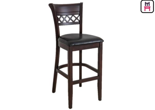 Buy cheap Grating Leather Seats Restaurant Supply Bar Stools , Traditional Oak Wood Bar Stools from wholesalers