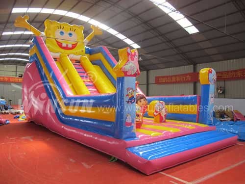 Spongbob Commercial Inflatable Dry Slide For Large Playgrounds 10x5x7m