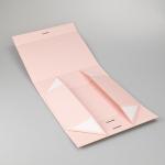 Laminated Pink Folding Cardboard Gift Packaging Box With Bow Ribbon