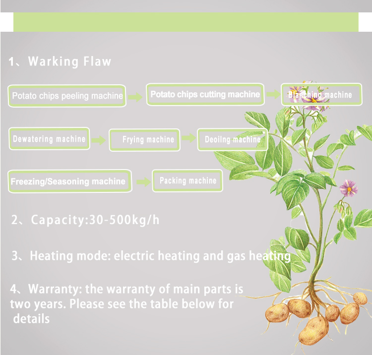 100kg Per Hour French Fry Production Line With Food Grade 304 Stainless Steel