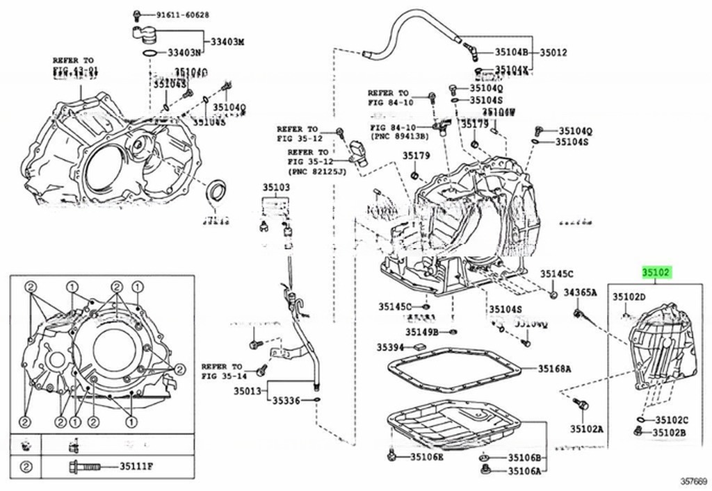 Transmission Parts Toyota U340E 35102-52020 Rear Transaxle Cover for Car Fitment