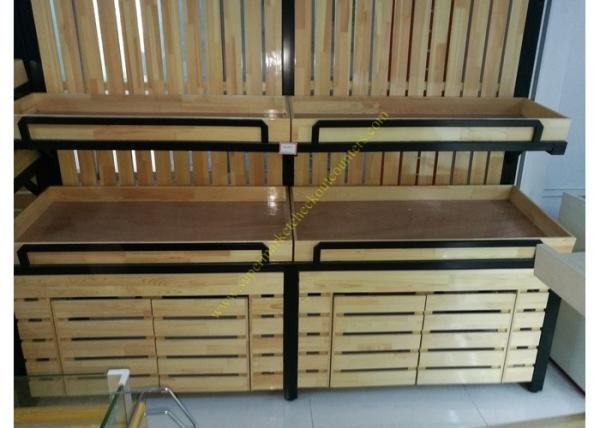 Buy cheap SGS Supermarket Wooden Retail Display Shelves Single - Sided Electrostatic Spray Surface from wholesalers