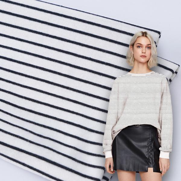 Buy cheap Organic Cotton Interlock Fabric Custom Yarn Dyed Rib Knit Material 32S 175cm from wholesalers