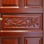 PU Painting Solid Wood Carved Doors 88cm Width Interior Wooden Door