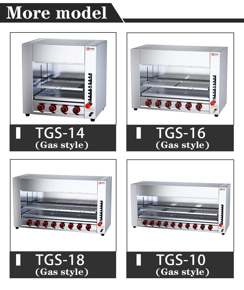 Hotel Restaurant Countertop Gas Salamander Broiler with 6 Burners Stainless Steel 2023