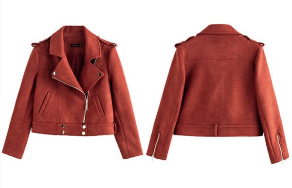 Buy cheap Polyester Shell Red Suede Faux Leather Jacket Ladies Womens Casual Wear from wholesalers