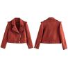 Buy cheap Polyester Shell Red Suede Faux Leather Jacket Ladies Womens Casual Wear from wholesalers