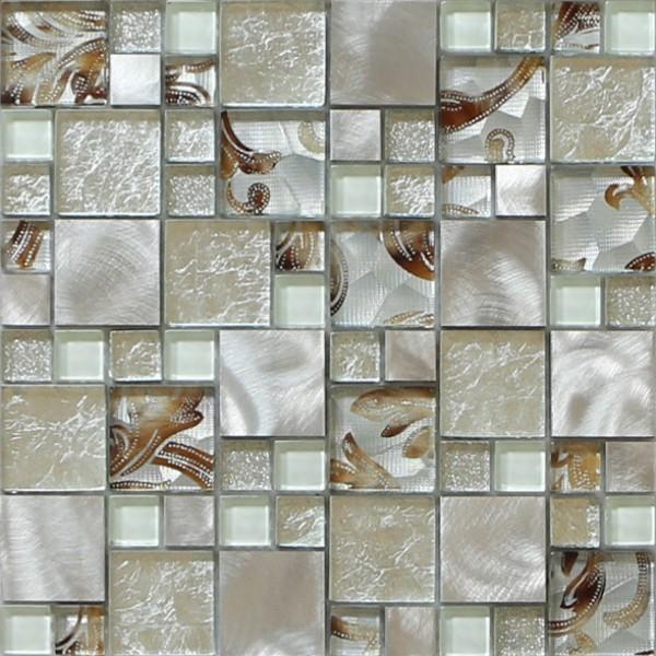 Buy cheap 300x300mm glass mosaic wall tile,aluminum mosaic wall tile,white color from wholesalers