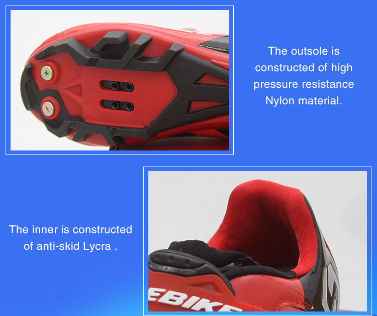 Self - Locking Red Mountain Bike Shoes Light Weight Fit Wide Range Of Foot Shapes