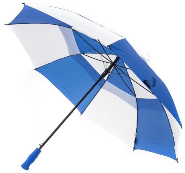 Buy cheap RPET Pongee Metal Frame Double Canopy Golf Umbrella With Fiberglass Ribs from wholesalers