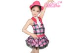 CC2891 Tap & Jazz Dress Dance Costume Contrast Collar Checkered Skirt For Girls