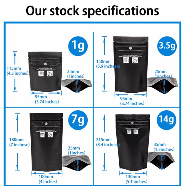 Customized Logo Color Printing Durable Smell-Proof Mylar Pouches with CR Zipper Locks