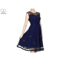 Buy cheap Short Navy Blue Bridesmaid Dresses Satin Lace Flower Two Layers Transparent product