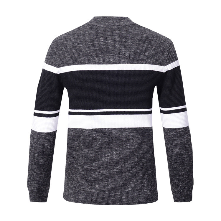 Zipper Up Mens Warm Winter Sweaters Striped Cardigan Sweater Low MOQ