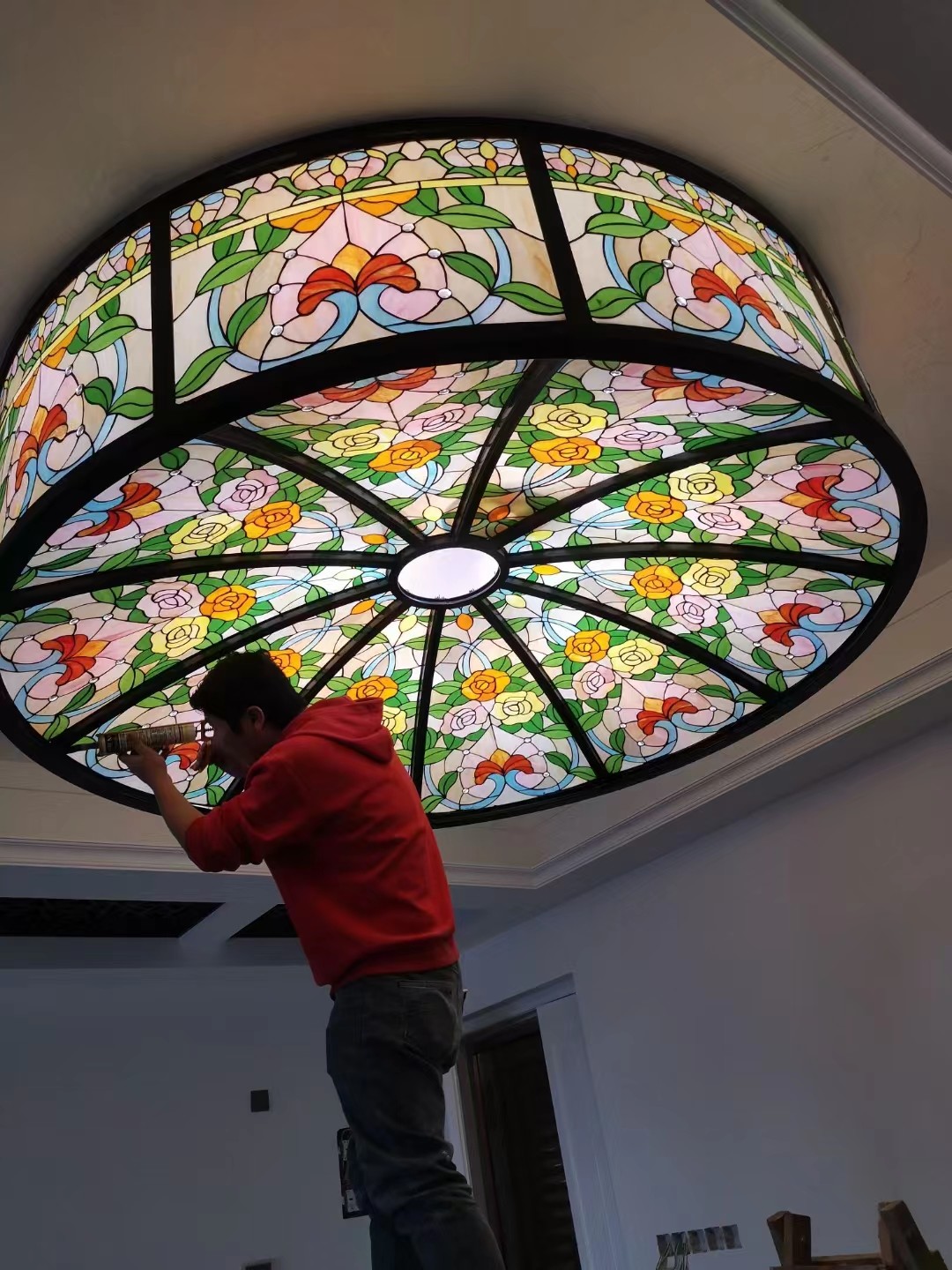 Ceiling Decorative Colored Dome Stained Glass For Religious Settings