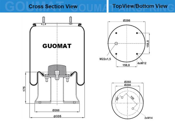 Buy cheap AIRTECH 3813-01K / 130122 Truck Air Springs GUOAMT NO 1T3813-01K Steel Piston from wholesalers