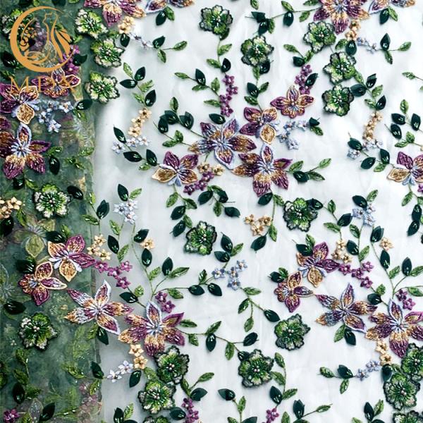 Buy cheap 140cm Width 3D Flower Lace Fabric / Flower Embroidery Lace For Home Textile from wholesalers