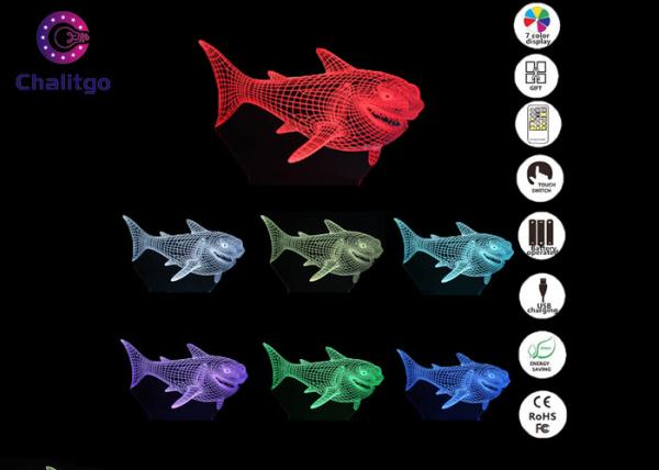 Buy cheap 7 Colors RGB Shark Gifts 3D LED Illusion Lamps For Girls Bedroom from wholesalers