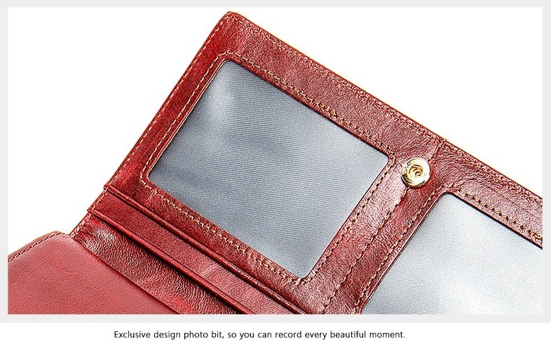 Personalized Women RFID Trifold Money Clip Genuine Leather Wallet