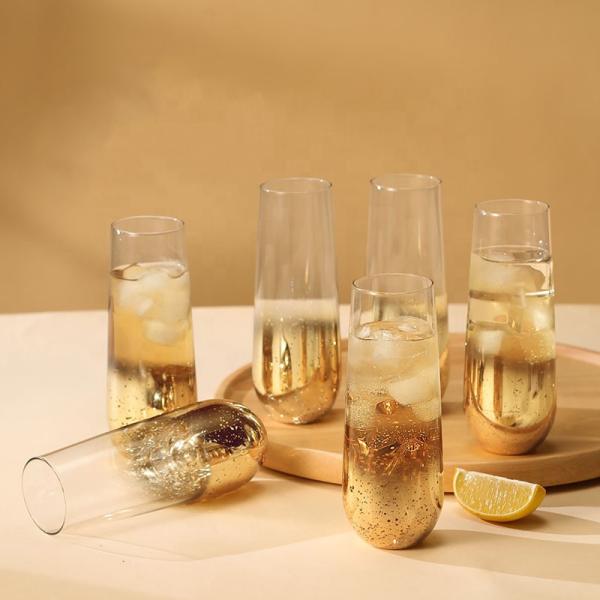 Buy cheap Champagne Tall Thick Glass Drinking Glasses Set Multifunctional Nontoxic from wholesalers