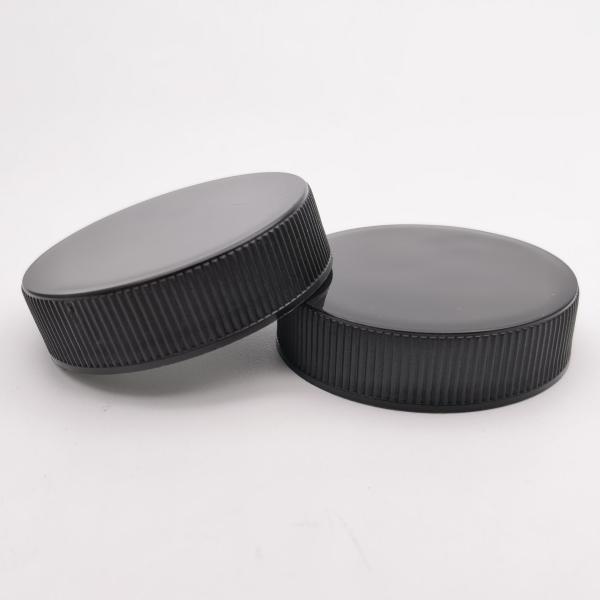 Buy cheap 12mm Height Striped Edge Black Plastic Screw Cap For Toner Creams from wholesalers